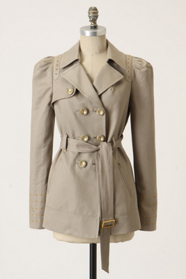 Studded Twill Trench