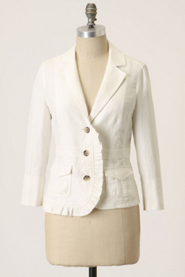 Landmarks Jacket - Anthropologie.com :  button front linen blend blazer ruffle