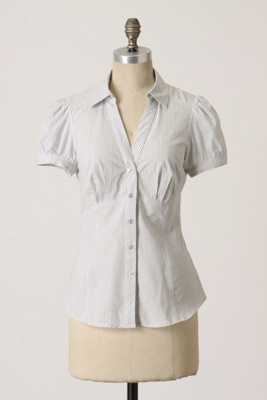 Ad Infinitum Blouse - Anthropologie.com :  button front striped blouse poplin