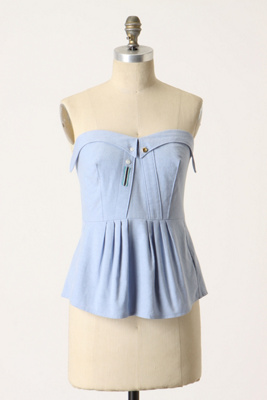 Crisp Indigo Blouse - Anthropologie.com :  blouse flouncy menswear inspired chambray