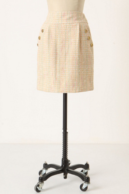 Spring Tweed Skirt - Anthropologie.com :  pink green side pockets cream