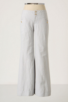 Slender Stripes Wide-Legs - Anthropologie.com :  pants linen blend front pockets airy