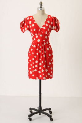 Shibori Silk Dress - Anthropologie.com :  scarlet silk red and white side pockets