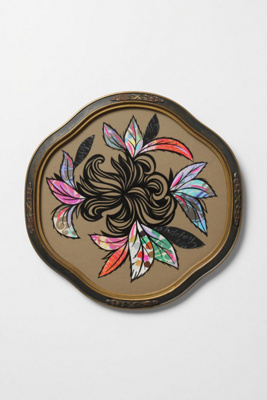Black Flower Colored Leaves in Vintage Frame, 2010