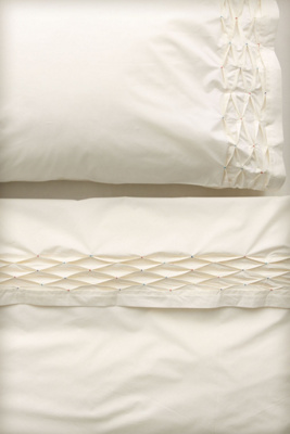 Diamond Pleated Sheet Set, Cream