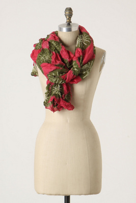 Kanoko Bloom Scarf - Anthropologie.com :  olive silk fuchsia scarf