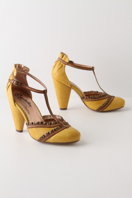 Glad Rags T-Straps - Anthropologie.com :  piping leather ruffling vintage inspired