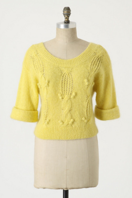 Spun Sun Pullover - Anthropologie.com :  cable knit yellow sweater mohair
