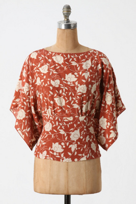 Autumn Obi Top - Anthropologie.com :  floral pumpkin cream keyhole detail