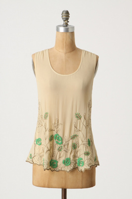 Emerald Poppy Blouse - Anthropologie.com :  blouse tank top emerald metallic