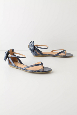 Promenade Thongs - Anthropologie.com :  sandal blue and white bow shiny