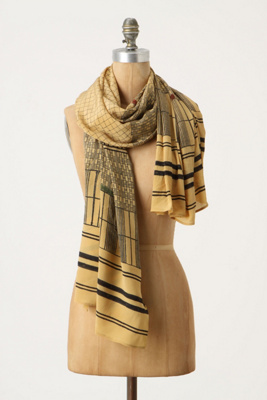 Woodblock Print Scarf - Anthropologie.com :  patterned silk asian inspired crepe