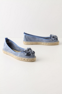 New Wave Espadrilles - Anthropologie.com :  light blue flower suede skimmers