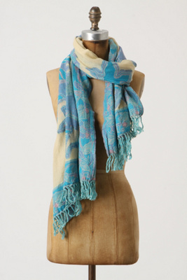 Temperate Garden Scarf - Anthropologie.com :  wool floral pink aqua