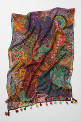 Printwork Scarf - Anthropologie.com :  wool blend colorful swirly psychedelic