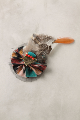 Fanciful Feather Clip - Anthropologie.com :  beads brass hair feathers