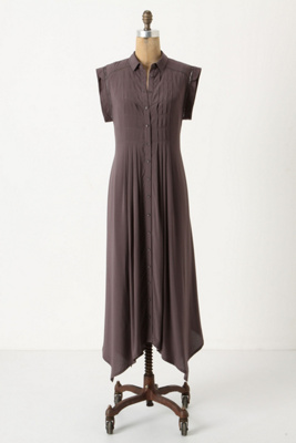 Forever Fond Shirtdress - Anthropologie.com :  button front pintucks brown handkerchief hem
