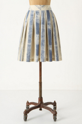 Pitter-Patter Skirt - Anthropologie.com :  striped pleats side pockets azure
