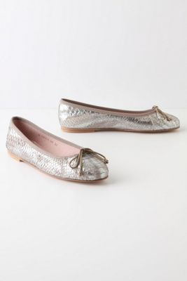 Morelia Ballerinas - Anthropologie.com :  leather embossed silver ballet flats