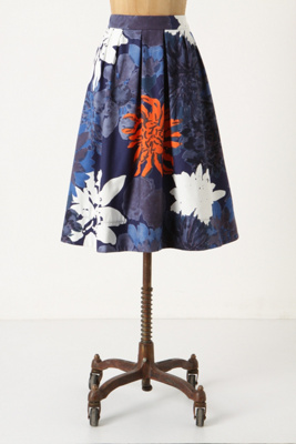 Full-On-Floral Skirt - Anthropologie.com :  chrysanthemum blue and floral crimson side pockets
