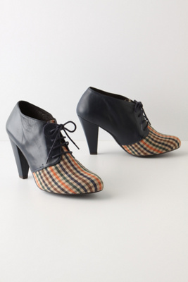 Tweed Toes Booties - Anthropologie.com :  preppy plaid lace up tweed