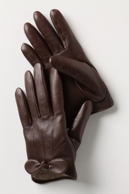 Bowtied Leather Gloves