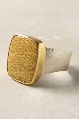 Yellow Ocean Jasper Cuff, Square