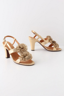 Gleaming Pom Slingbacks