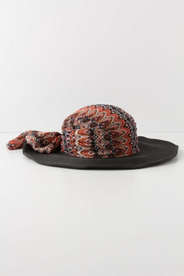 Scarf-Wrapped Floppy Hat