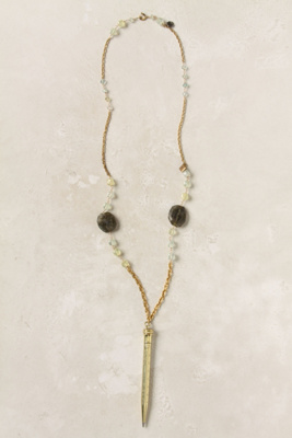 Vintage Pencil Necklace, Prehnite