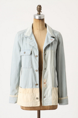 Holding Horses Pinstriped Patchwork Jacket