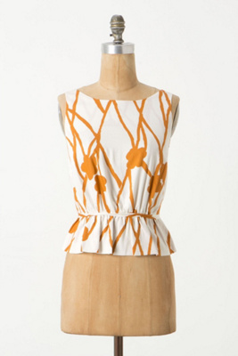 Ochre Vines Peplum Blouse