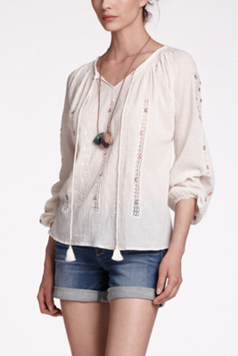 Phlox-Dotted Peasant Blouse