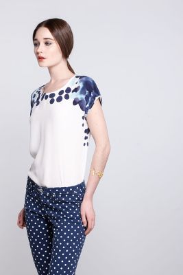 Azure Inkblot Silk Tee-Azure Inkblot Silk Tee