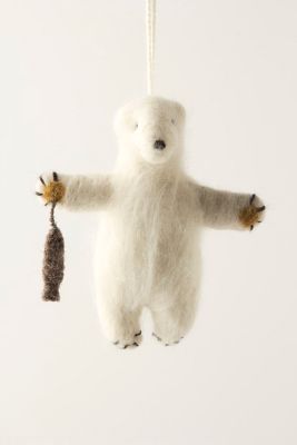 Felted Polar Bear Ornament 