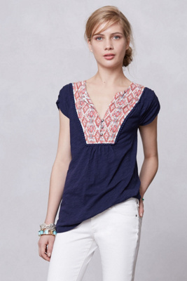 Embroidered Ikat Tee