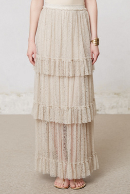 tiered lace maxi skirt