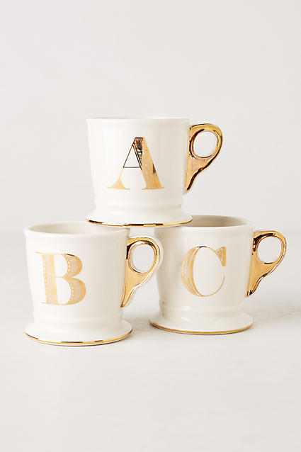Gold monogram mugs - these are a limited run for the holiday season only!