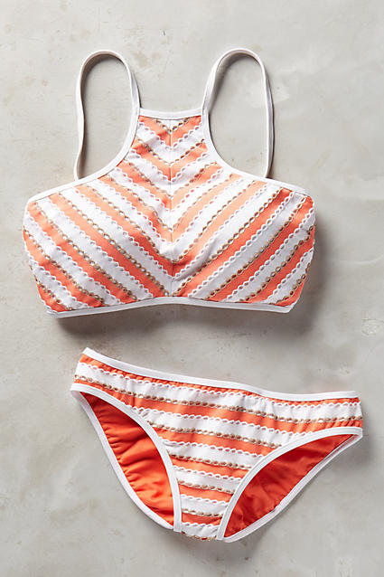 Coral chevron print bikini