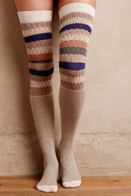 Chevron Stripe Over-The-Knee Socks