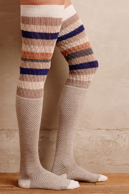 Chevron Stripe Over-The-Knee Socks