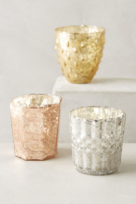 Bubble mercury glass votives