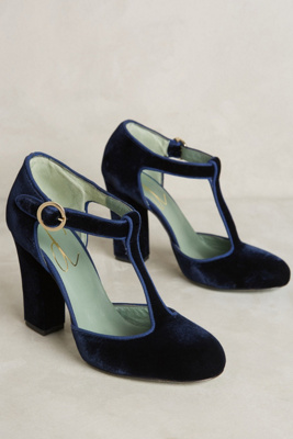 Paola d'Arcano Velvet T-Strap Heels