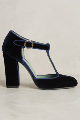 Paola d'Arcano Velvet T-Strap Heels