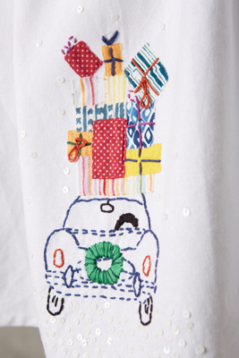 Hand-Embroidered Holiday Dishtowel