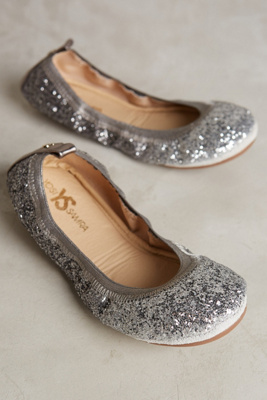 Yosi Samra silver glittered ballet flats
