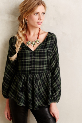 Plaid Peasant Top