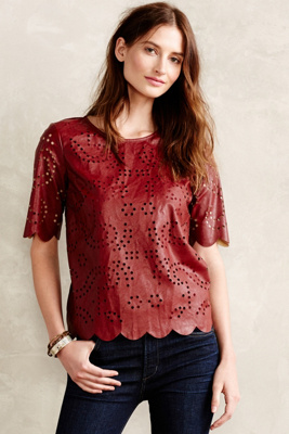 Scalloped Vegan Leather Tee