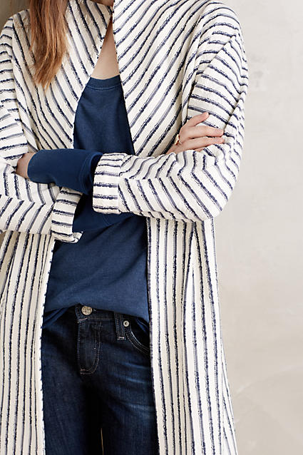 striped open front jacket