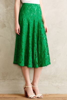 Grass-Lace Midi Skirt